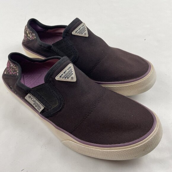 Columbia PFG Slack Water Slip-In Shoes Women’s 8.5 Black/Purple Loafer Boat - Picture 1 of 12